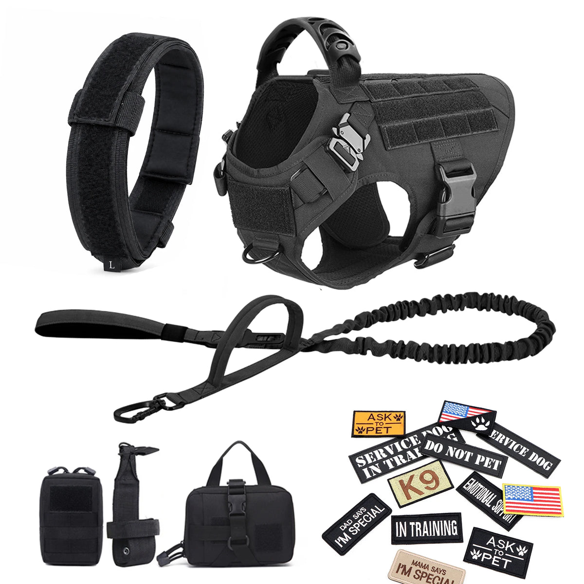 Tactical Dog Harness Set with Collar & Leash