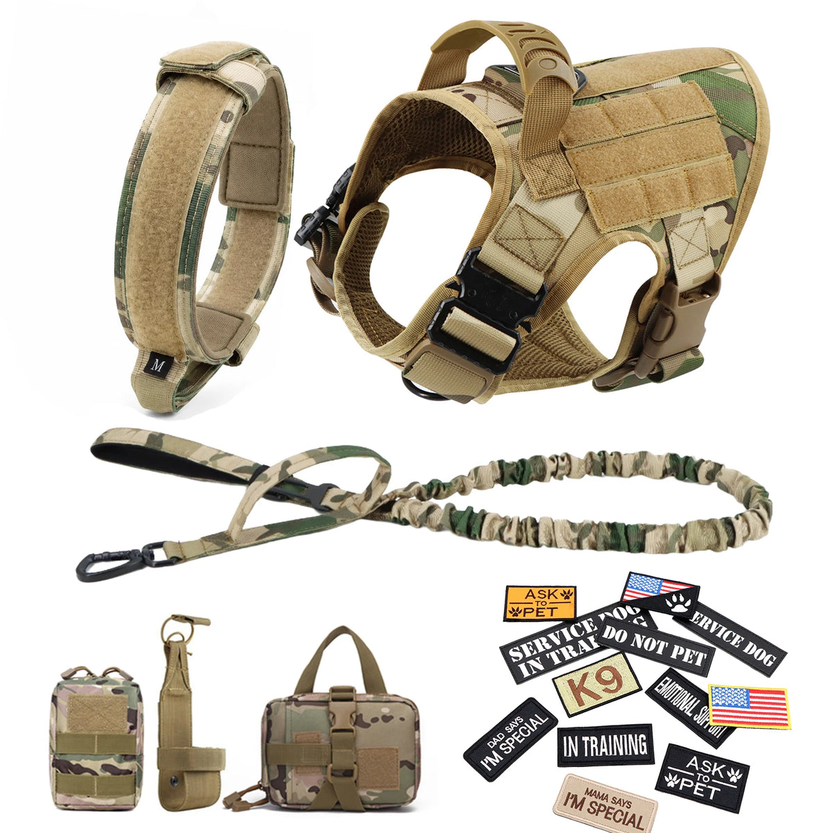 Tactical Dog Harness Set with Collar & Leash