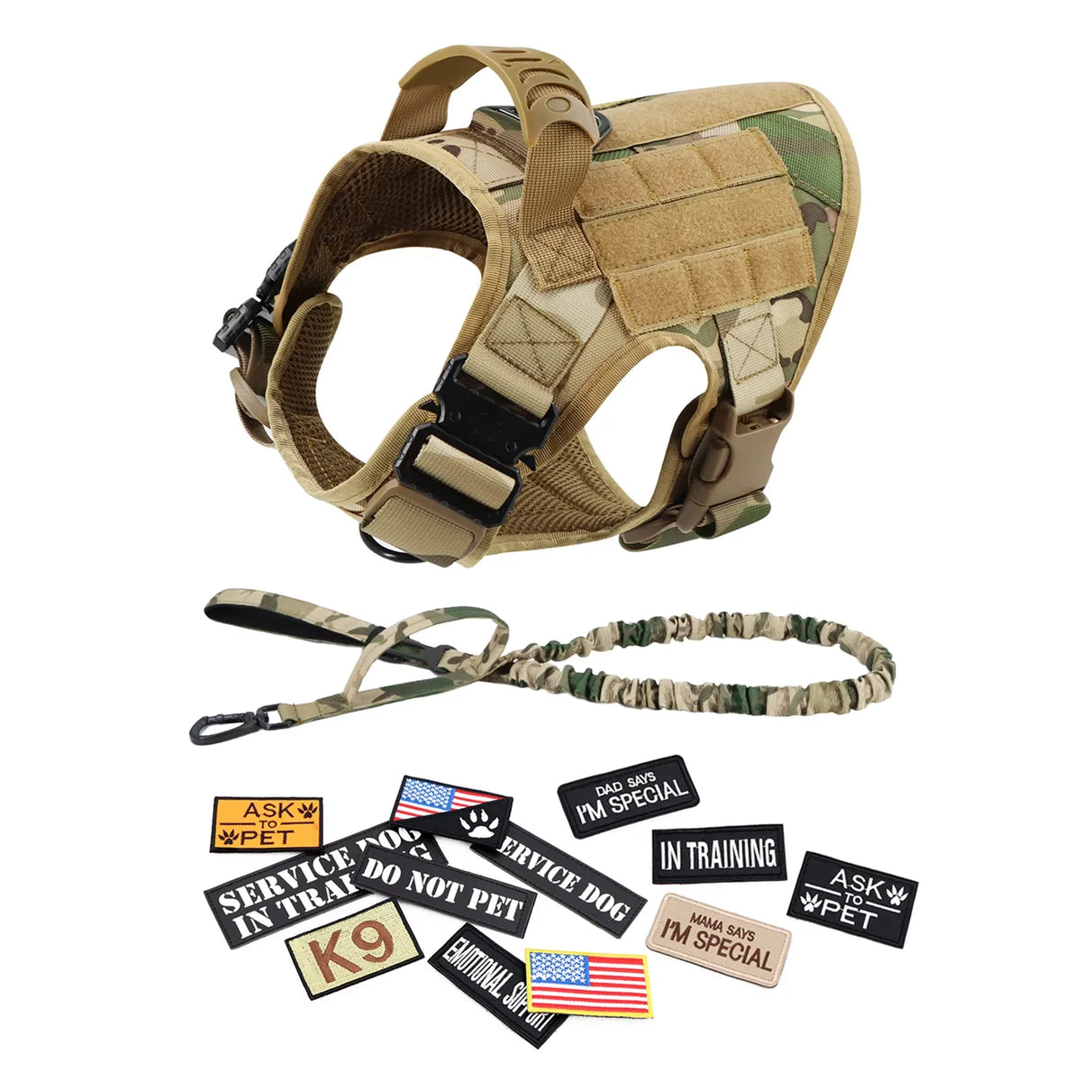 Tactical Dog Harness Set with Collar & Leash
