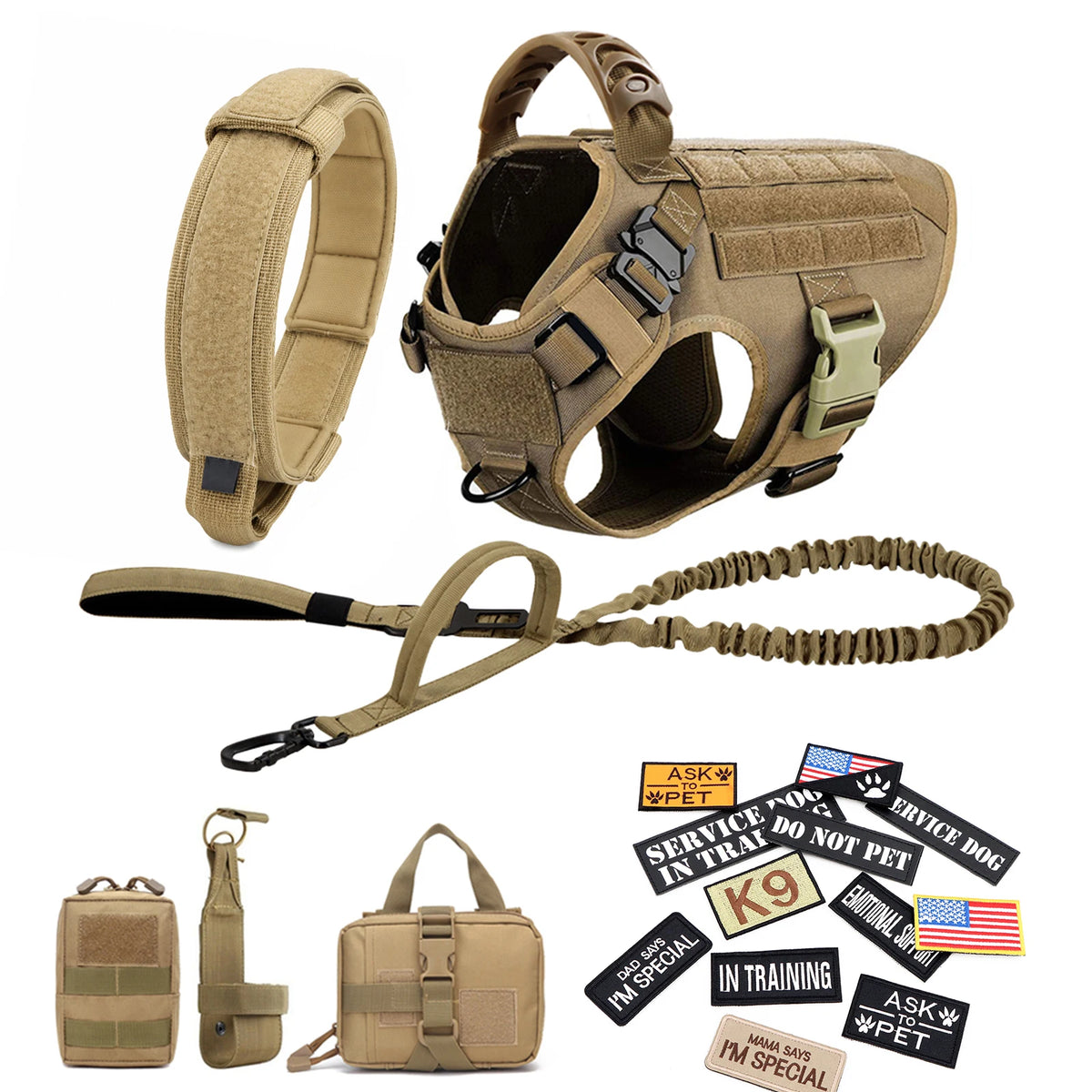 Tactical Dog Harness Set with Collar & Leash