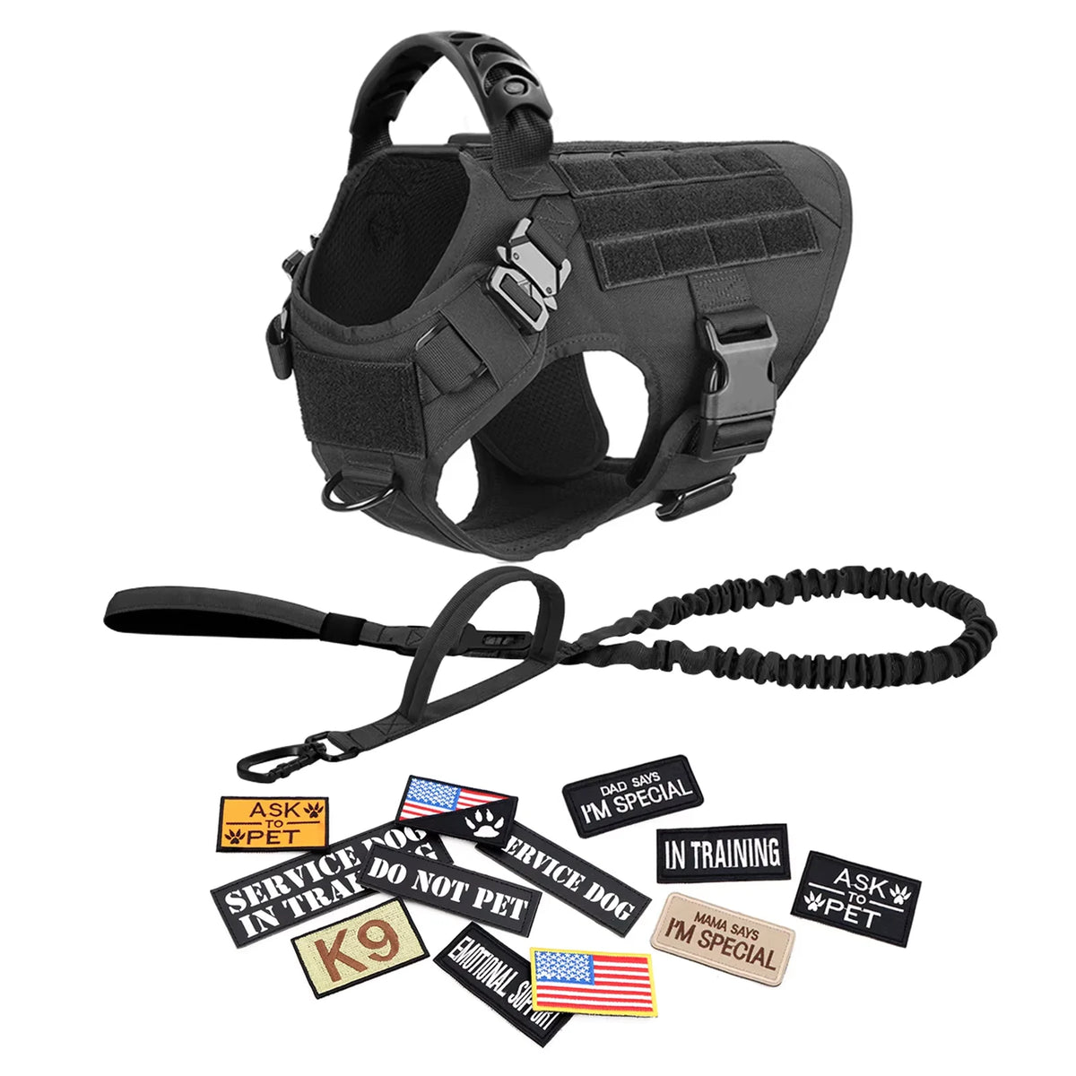 Tactical Dog Harness Set with Collar & Leash
