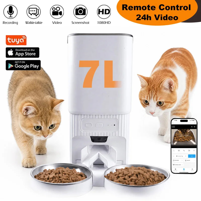 7L Smart Pet Feeder with HD Camera & WiFi