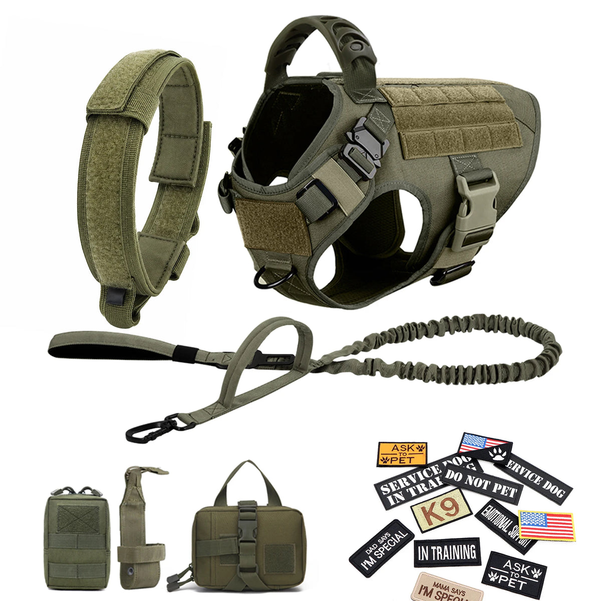 Tactical Dog Harness Set with Collar & Leash
